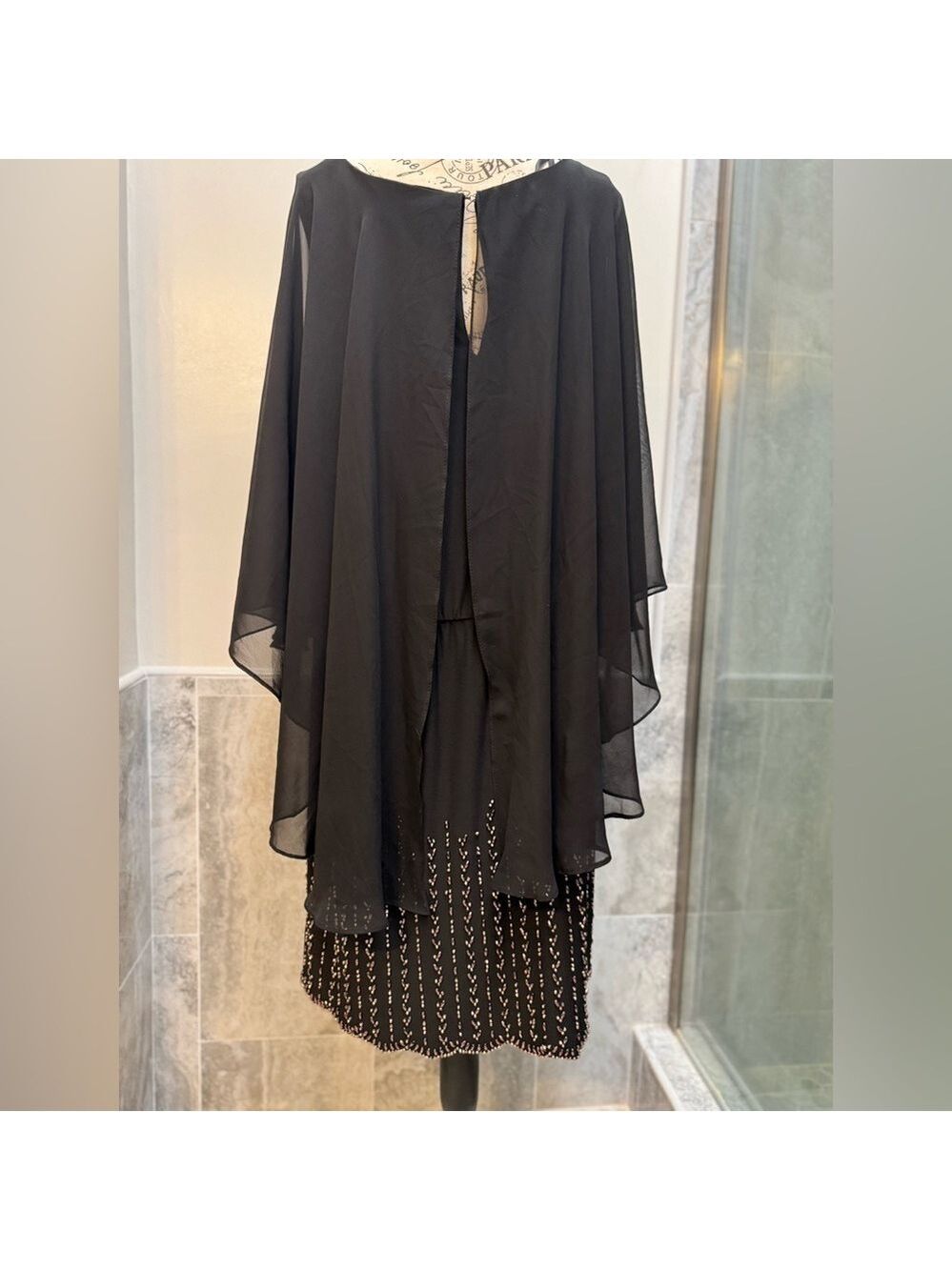 Xscape Black Drape Top Beaded Plus Size Evening Dress 16W - Picture 4 of 8